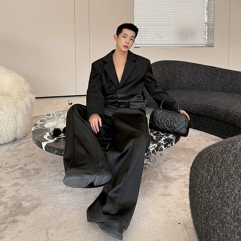 Black Loose Fit Blazer Suit