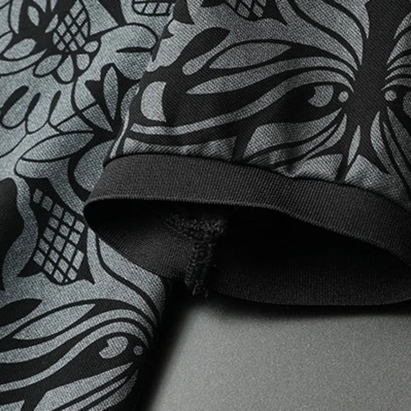 Geometric Pattern Polyester Polo Shirt