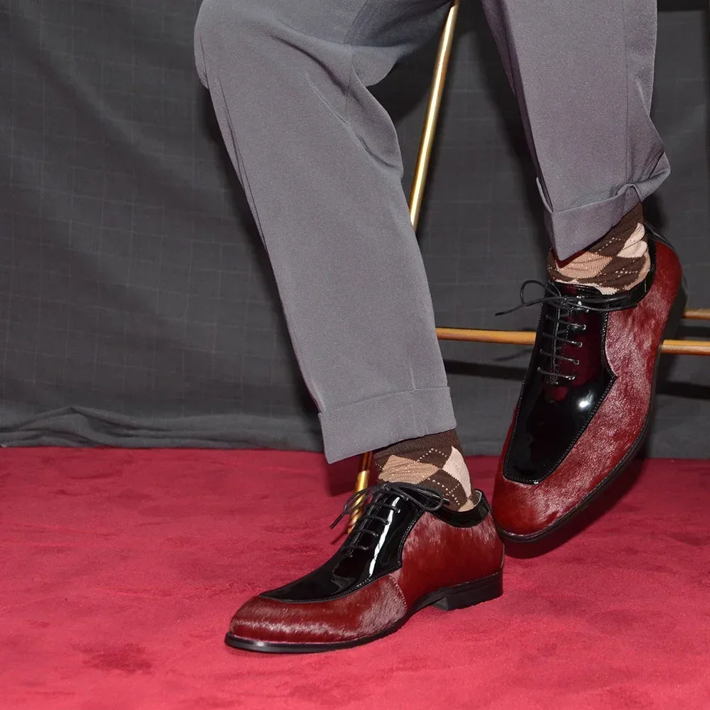 Maroon Horsehair Genuine Leather Shoes