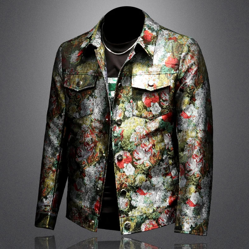 Floral Casual Jacquard Long Sleeve Jacket