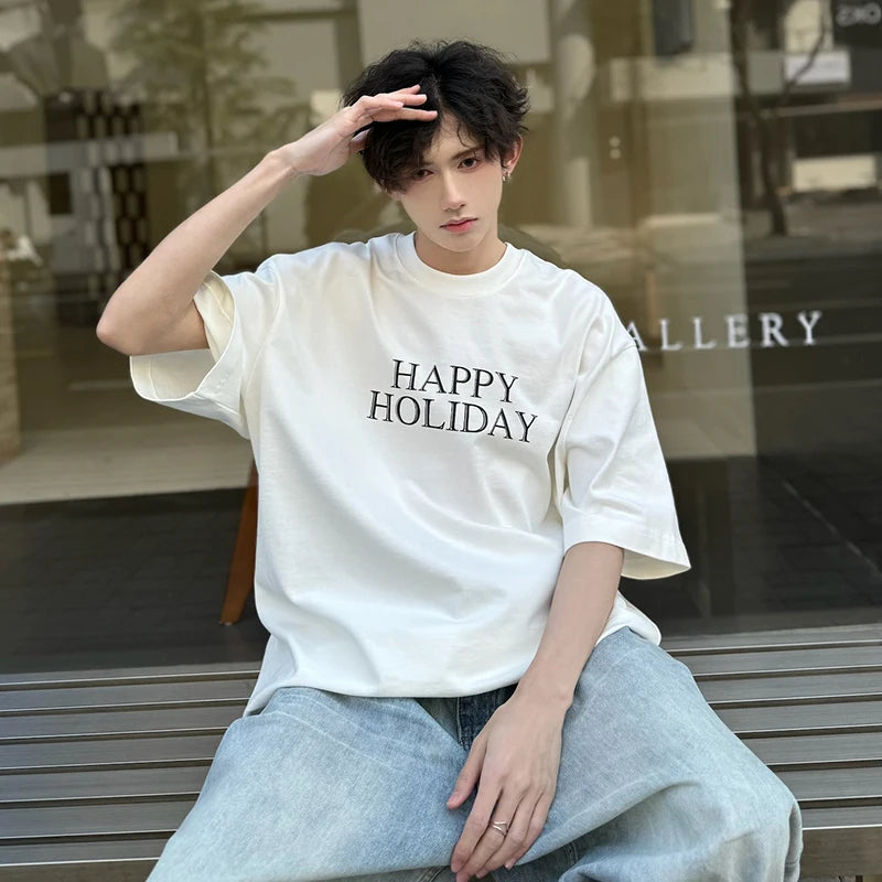 Letter Printed Loose O-neck T-Shirt