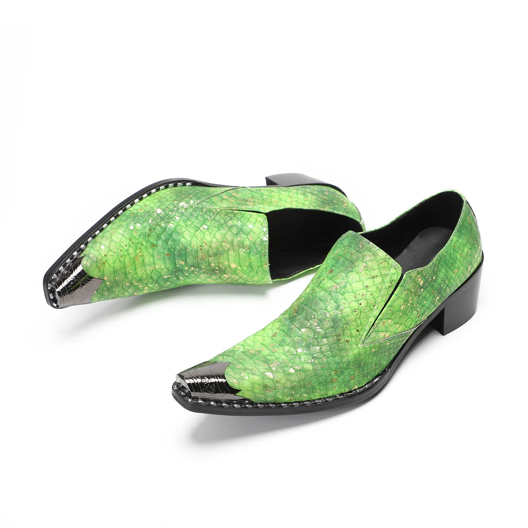 Bright Green Neon Color Leather Shoes