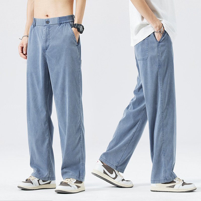 Soft Lyocell Straight Drawstring Pants