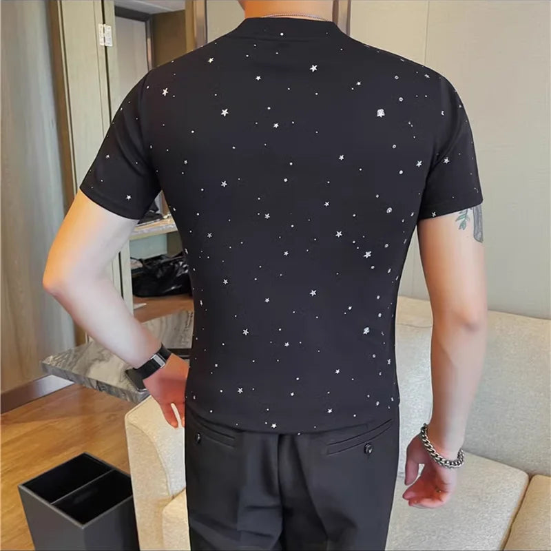 Star Sprinkled Slim-Fit Casual Tee