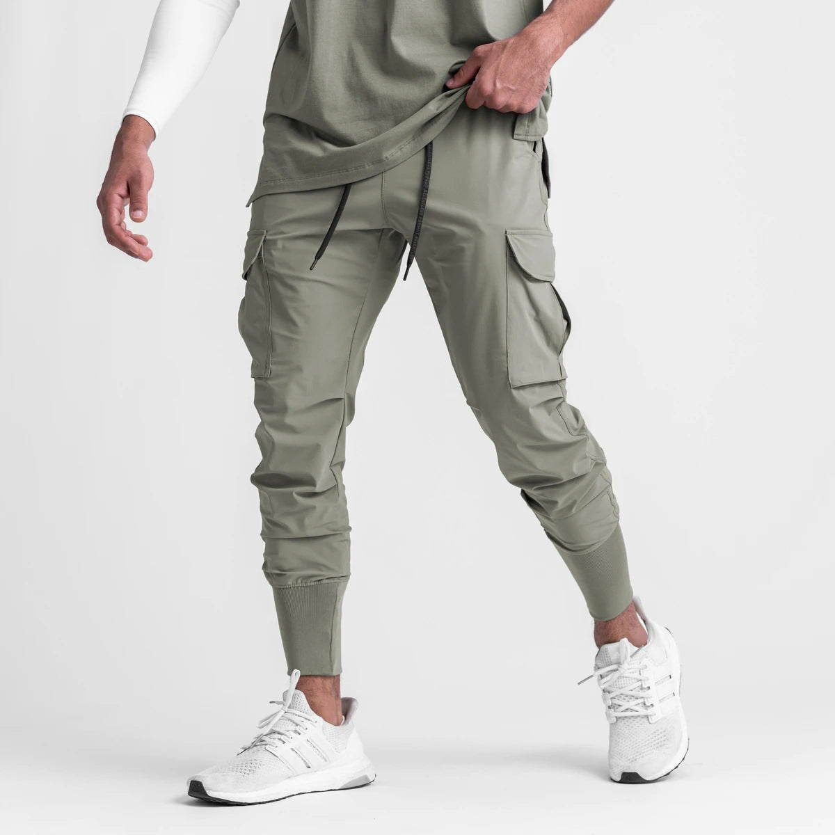 Elastic Solid Thin Quick-Dry Cargo Pants
