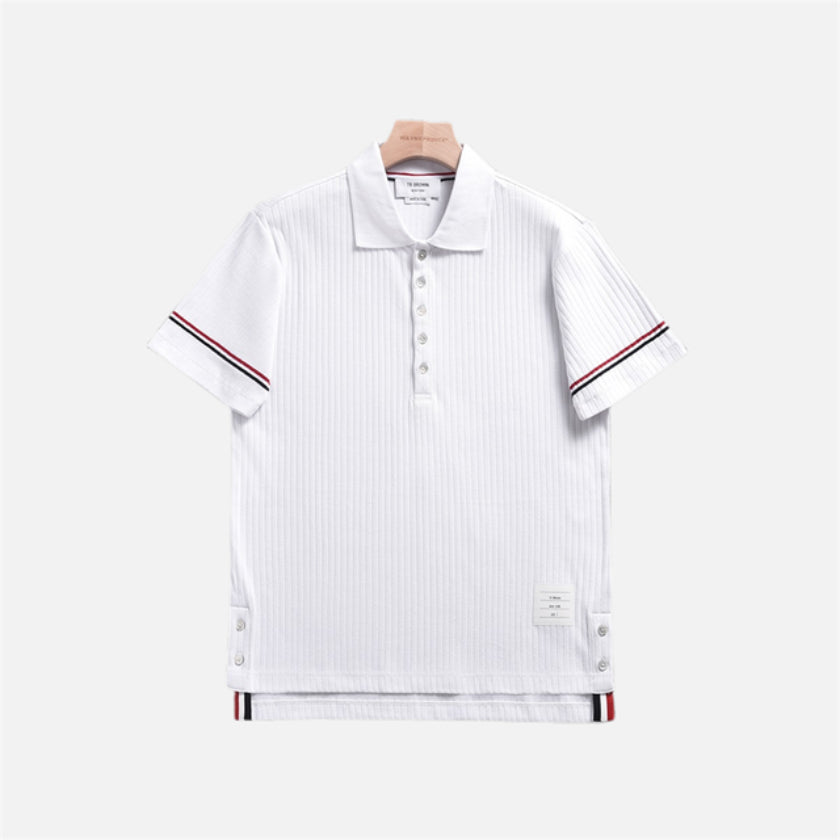 Summer Striped Side Button Polo Shirt