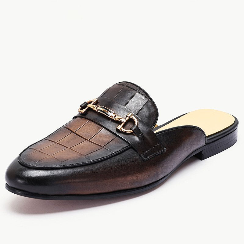 Croco-Prints Metal Appliques Mules Shoes