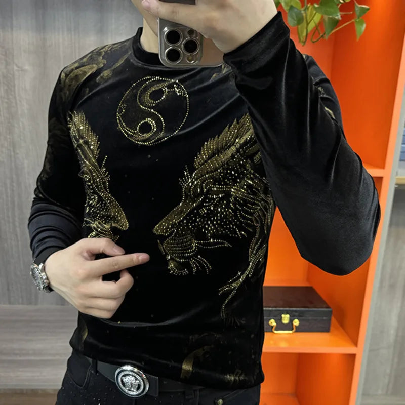 Fashion Animal Rhinestone Printed T-Shirt