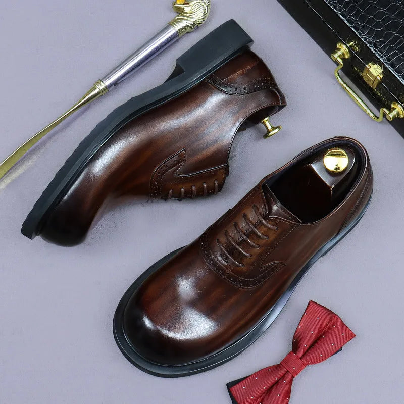 Vintage Burnished Leather Formal Shoes