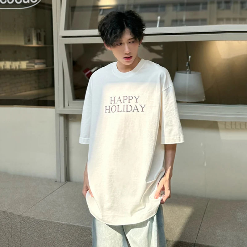 Letter Printed Loose O-neck T-Shirt