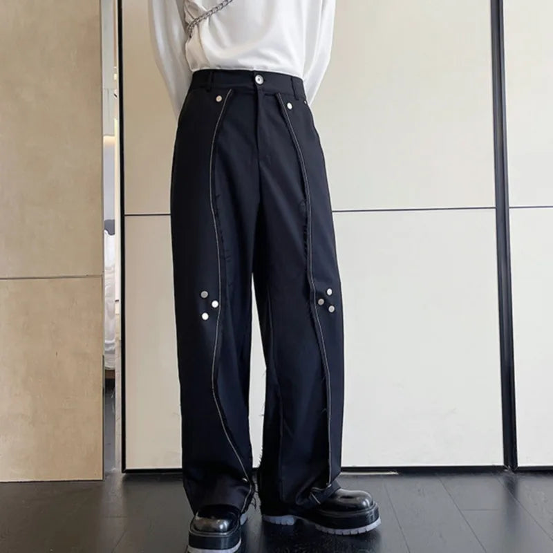 Chic Multi-Metal Buckle Niche Design Pants