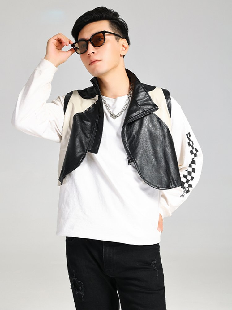 Black Soft Pu Leather Vest