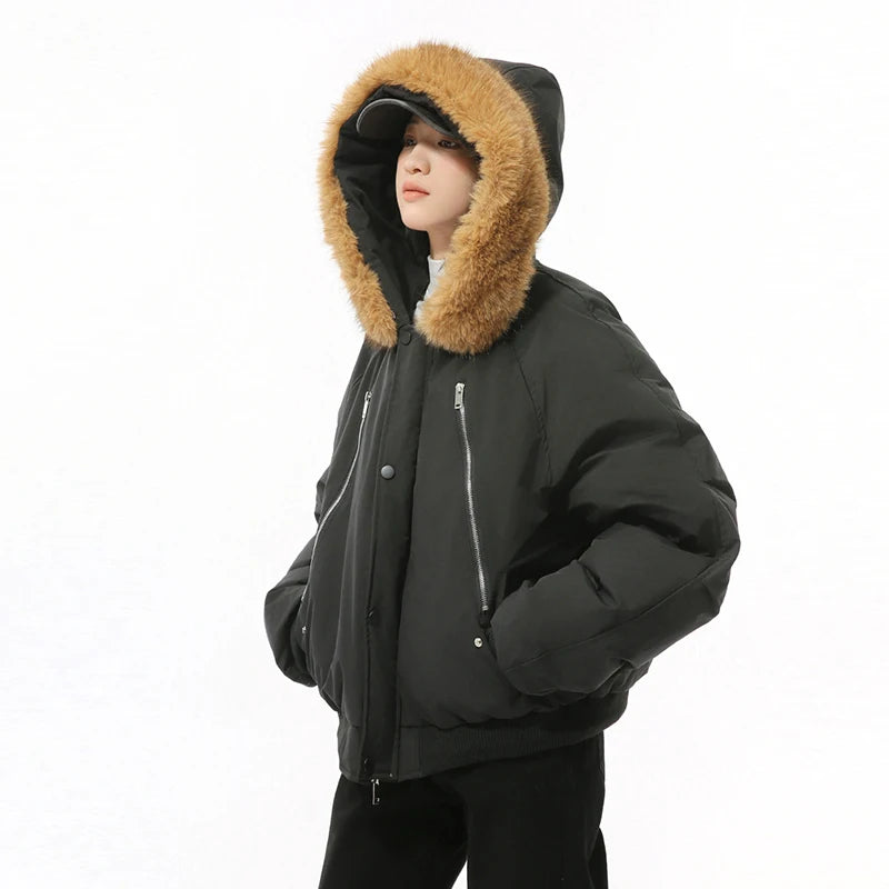 Large Fur Collar Hooded Men's Jacket