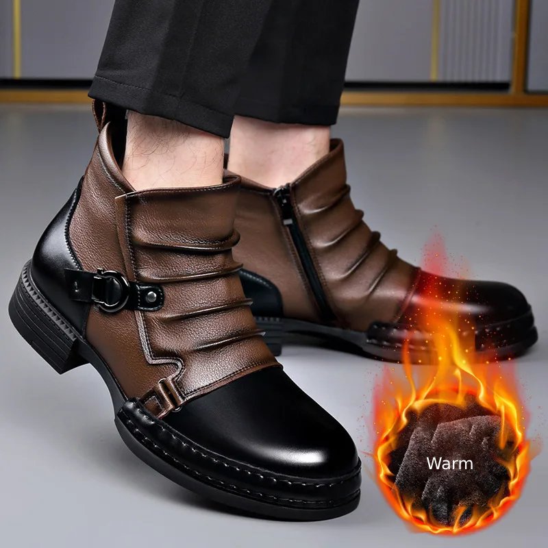 Retro Zipper Motorcycle Men's Boots