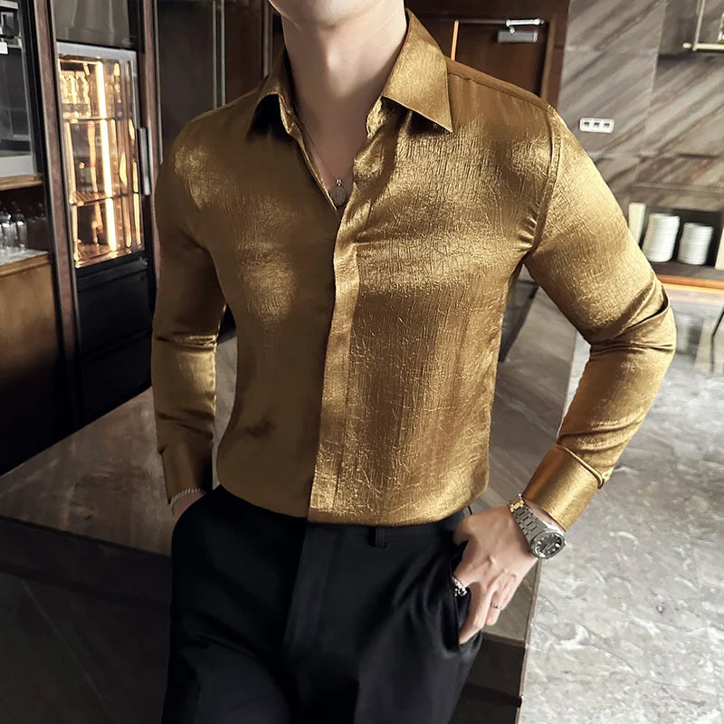 Glossy Anti-Wrinkle Slim-Fit Shirt