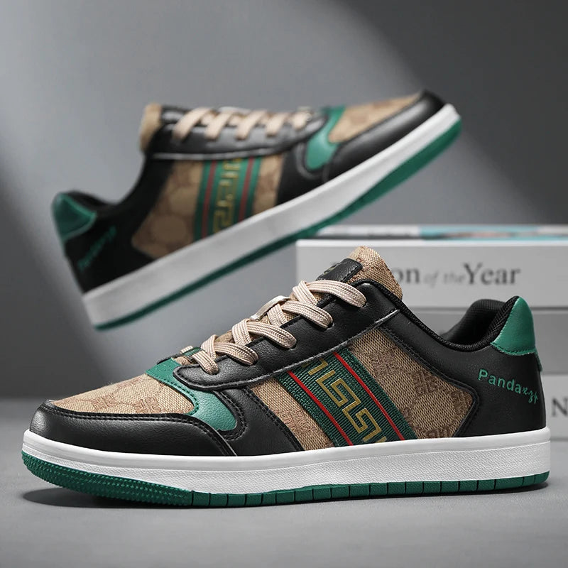 Geometric Pattern Breathable Lace-Up Sneakers