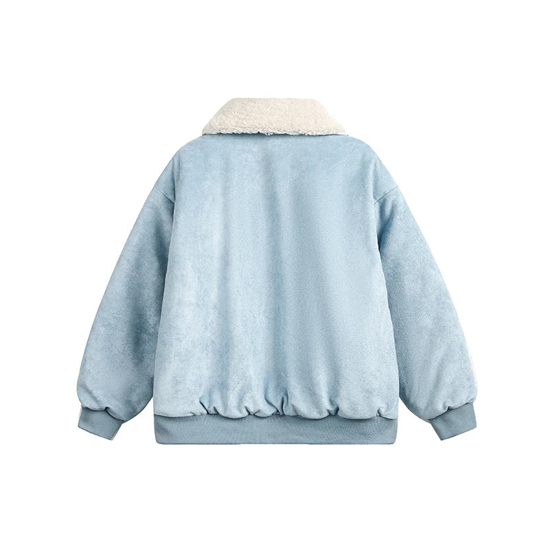 Denim Detachable Fur Collar Casual Jacket