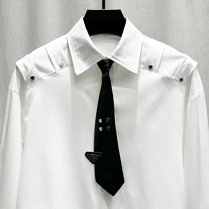 Niche Design Rivet Tie Loose Shirt