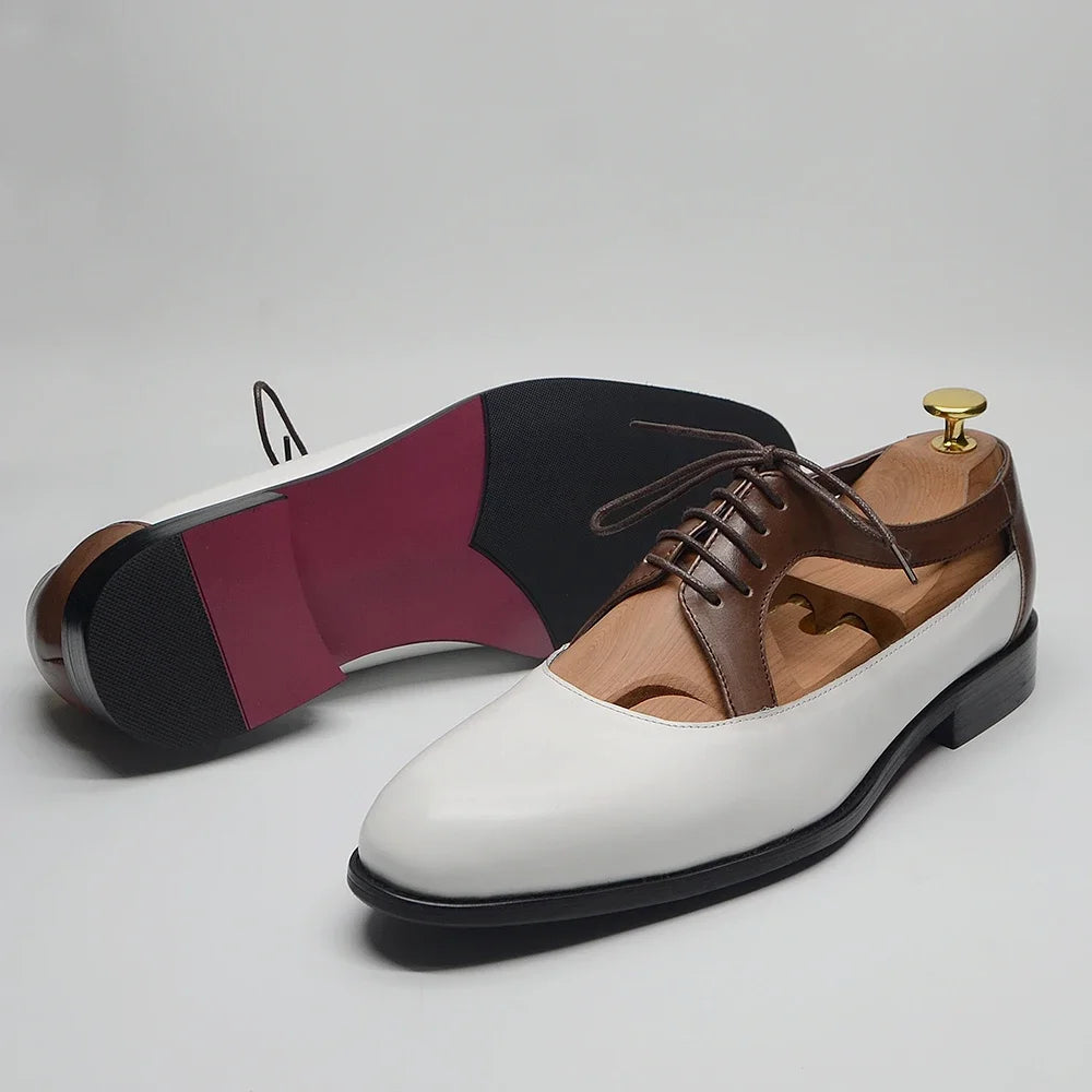 Lace-Up Hollow Genuine Leather Shoes