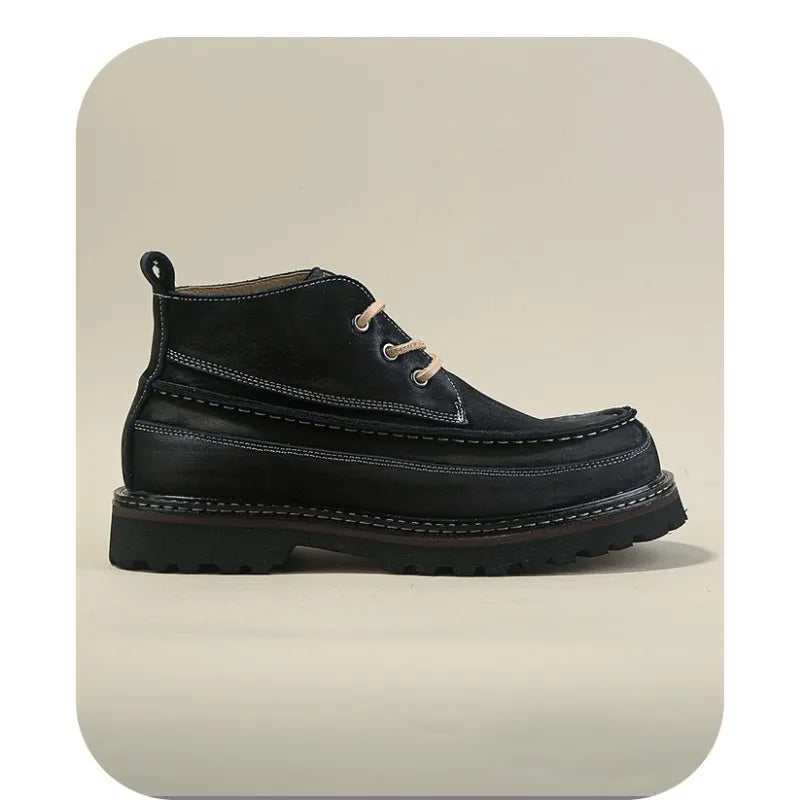 Rugged Style Leather High Top Boots