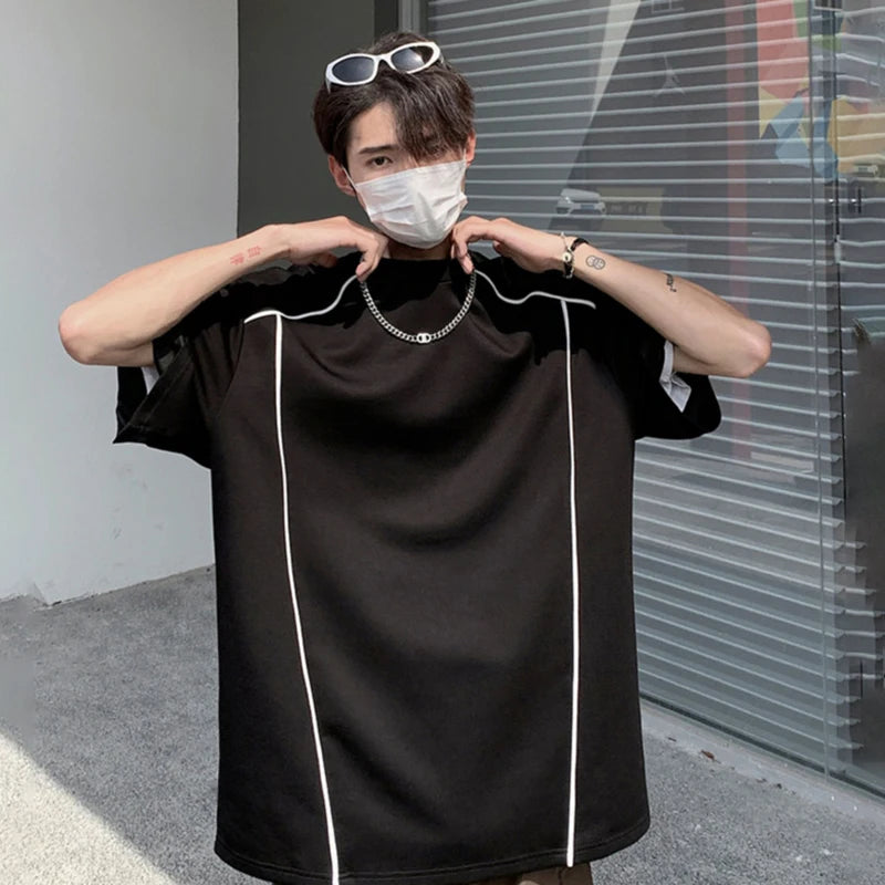 Splicing Line Design Loose T-Shirt