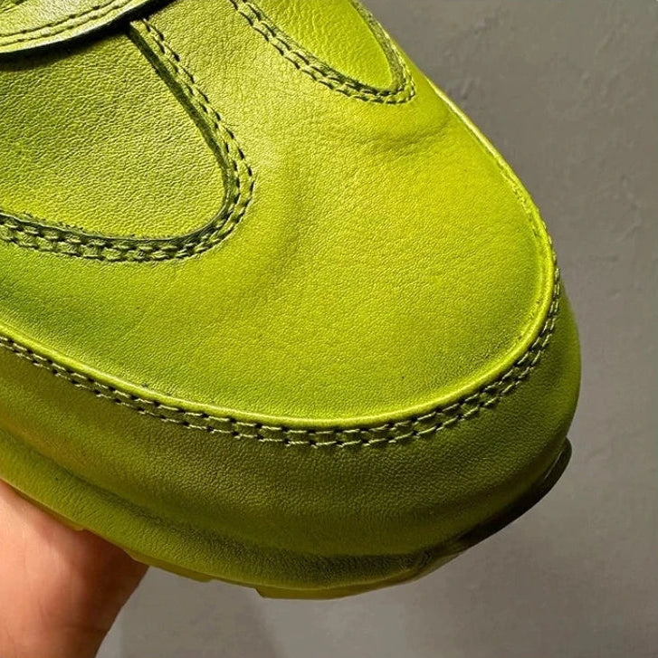 Retro Solid Genuine Leather Pigskin Sneakers