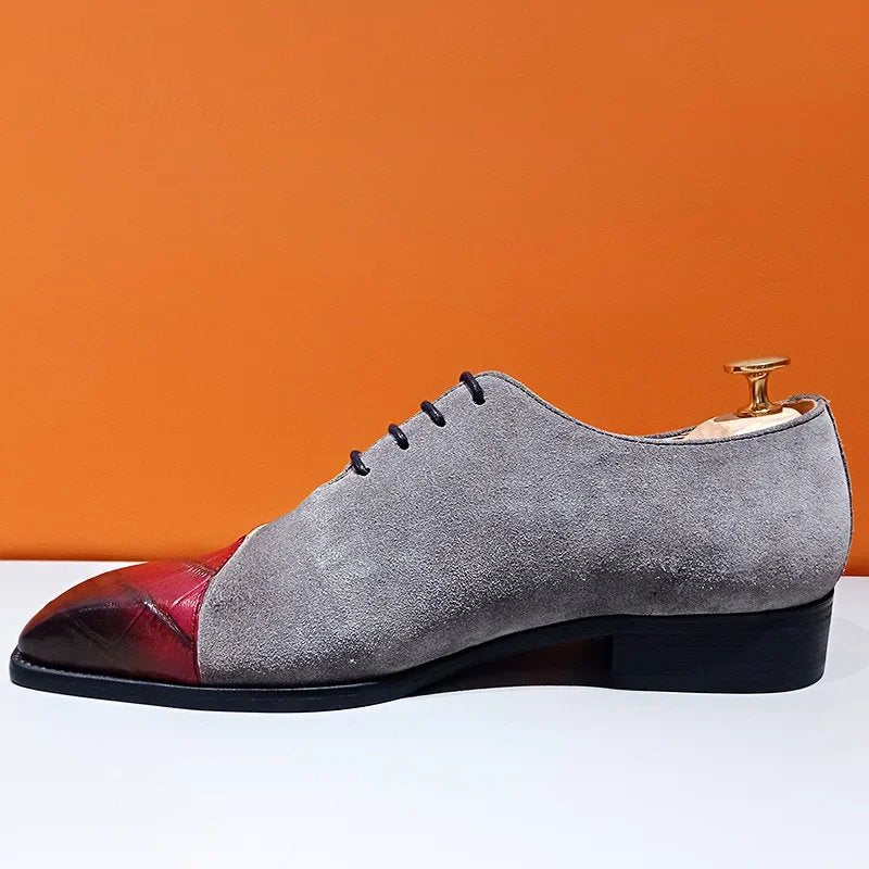 Suede Patchwork Crocodile Print Shoes