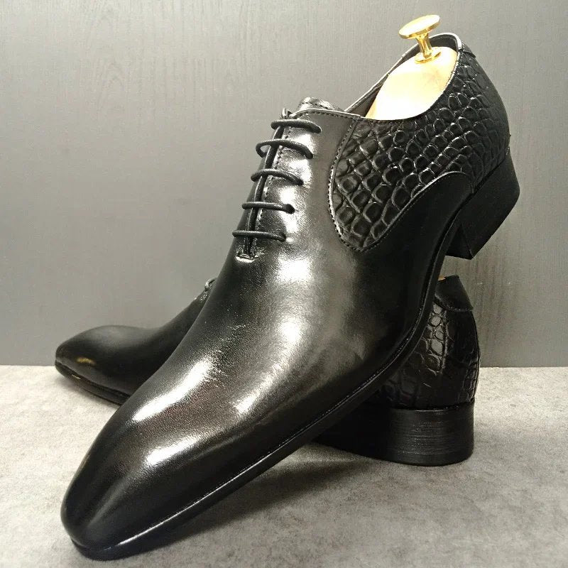 Premium Snakeskin Solid Pattern Oxfords Shoes