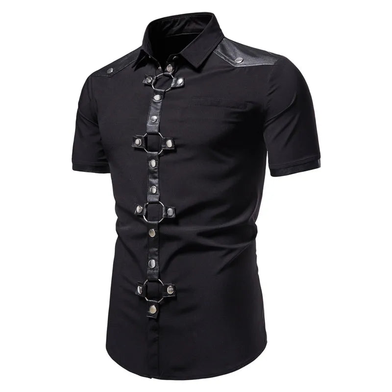 Gothic Rivet Short Sleeve Men's Shirt