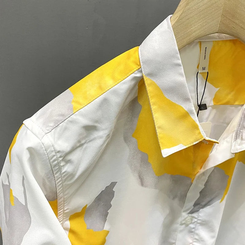 Printed Pattern Turn-Down Collar Fashion Shirt