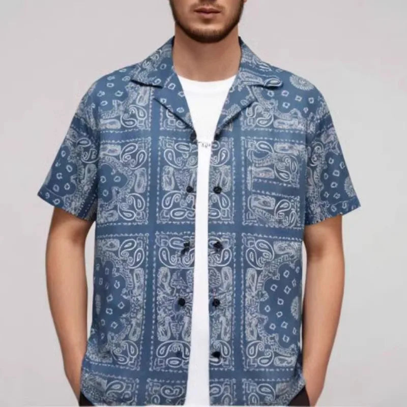 Blue Color Geometric Paisley Shirt