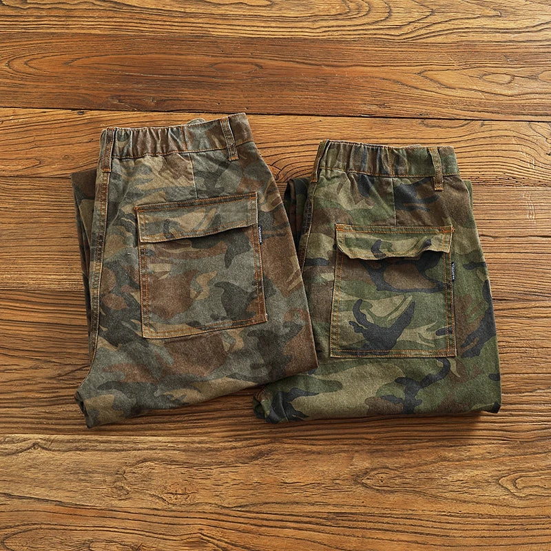 Twill Camouflage Pleated Cargo Pants