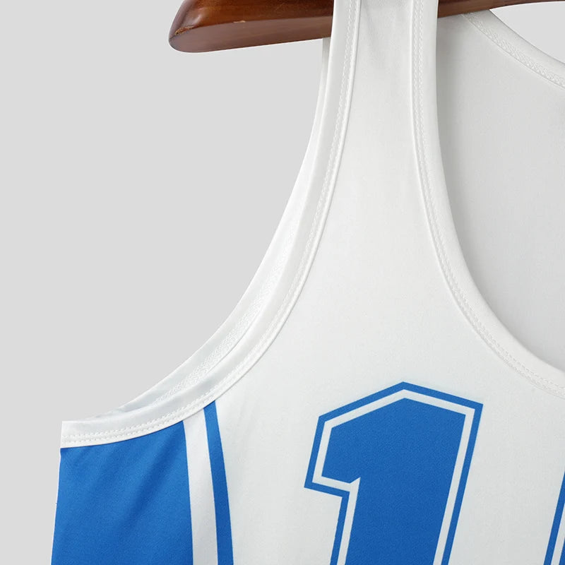 15 Number Printing Sleeveless Bodysuit