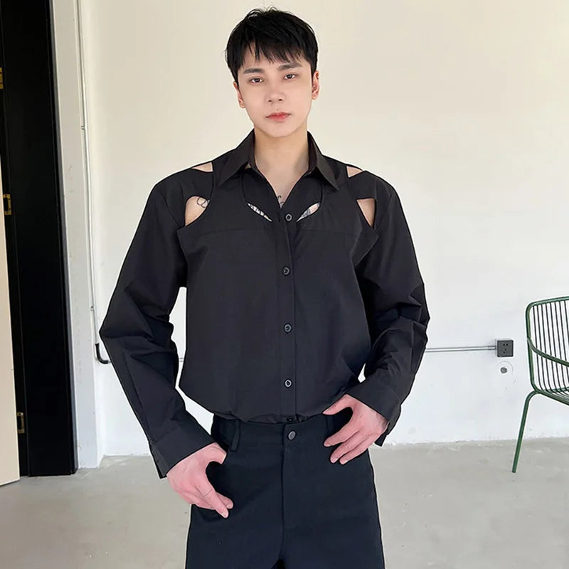 Hollow Out Design Long Sleeved Shirt