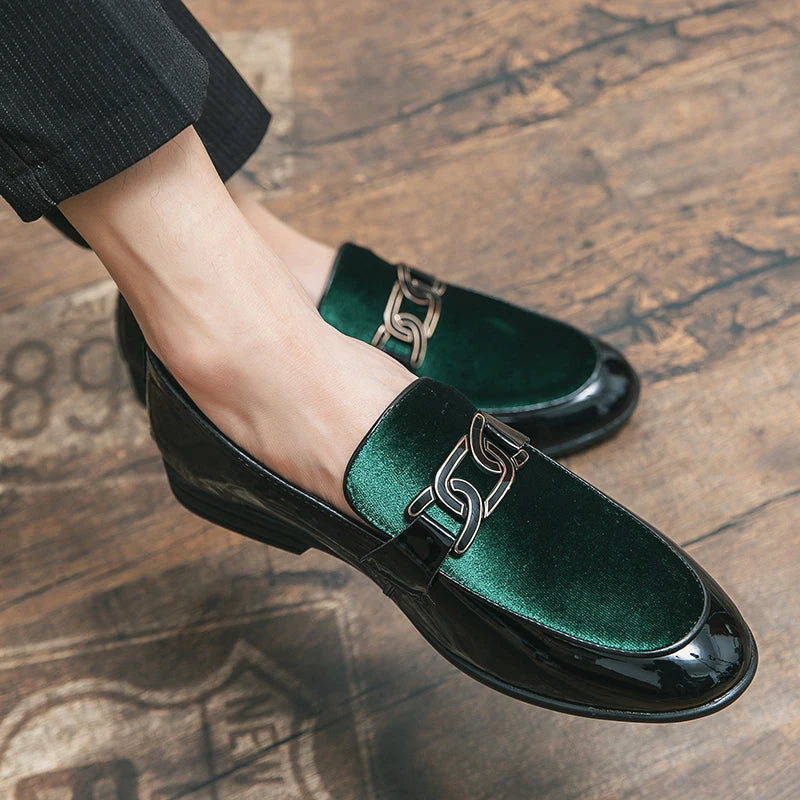 Luxury Metal Appliques Artificial Leather Loafers