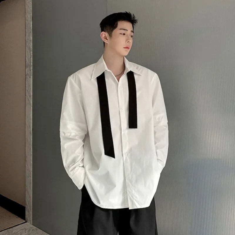 Detachable Sleeve Solid Cotton Shirt