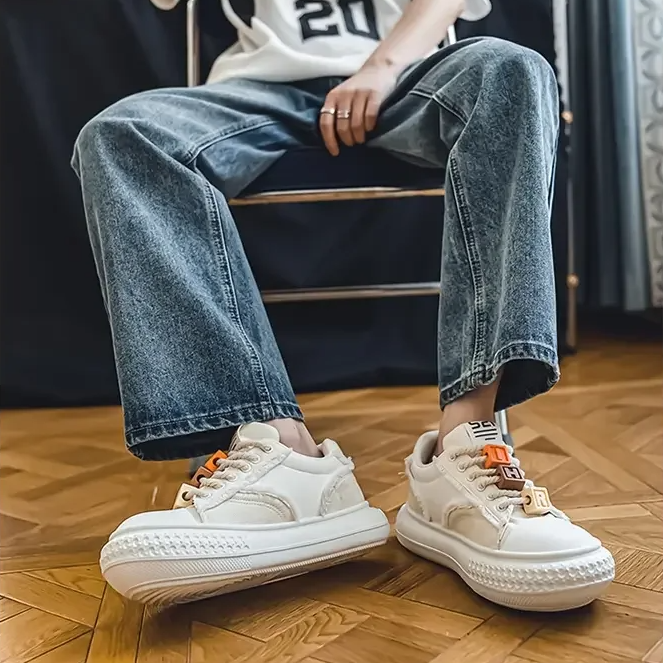 Letter Blocks Lace-Up Canvas Sneakers