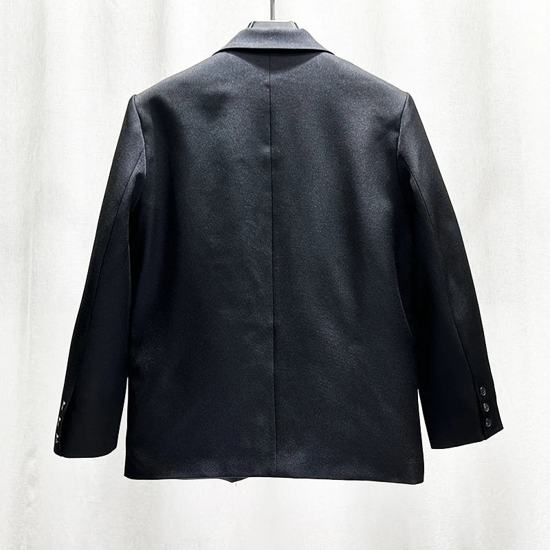 Black Color Metal Rivet Design Blazer