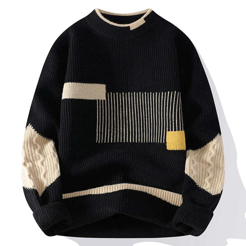 Multicolor O-Neck Knitted Fashion Sweater