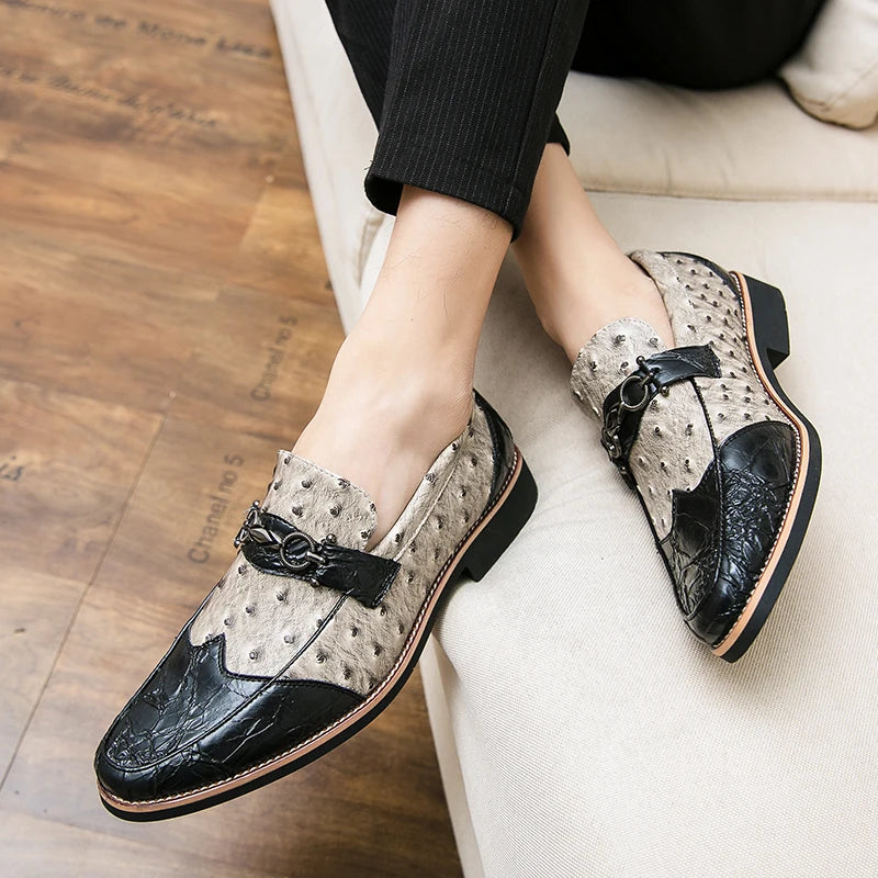 Exotic Leather Buckle Loafers