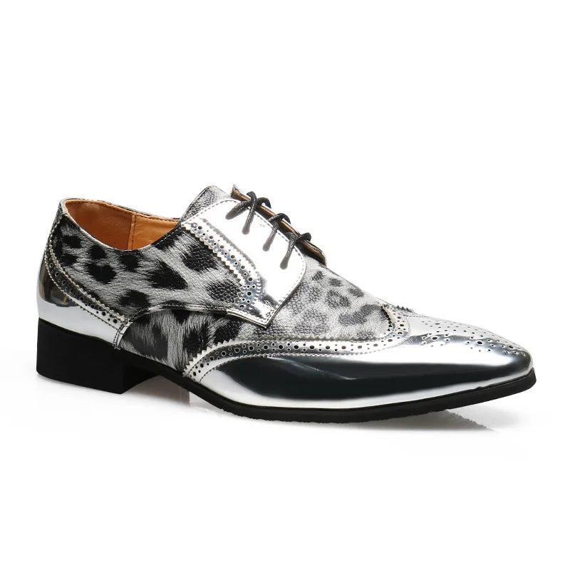 Golden Silver Leopard Men's Shoes