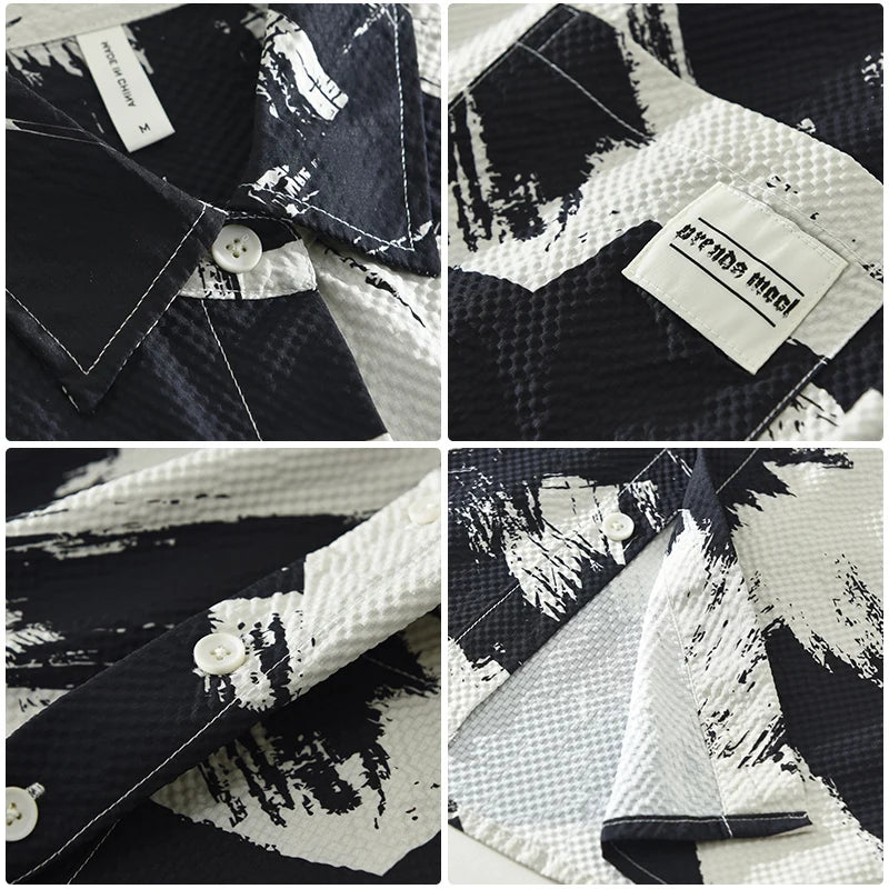 Casual Turn-down Collar Abstract Shirt