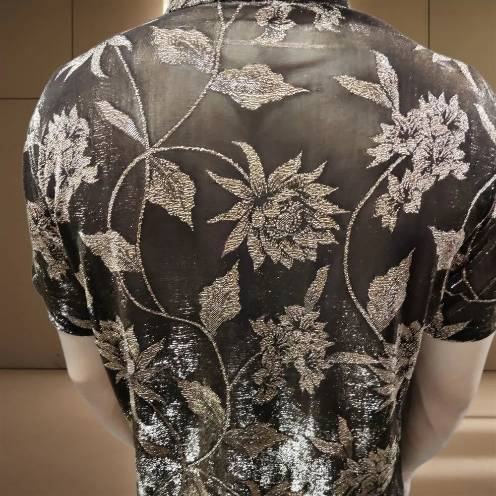 Floral Velvet See-Through Shirt