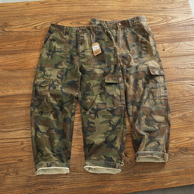 Twill Camouflage Pleated Cargo Pants