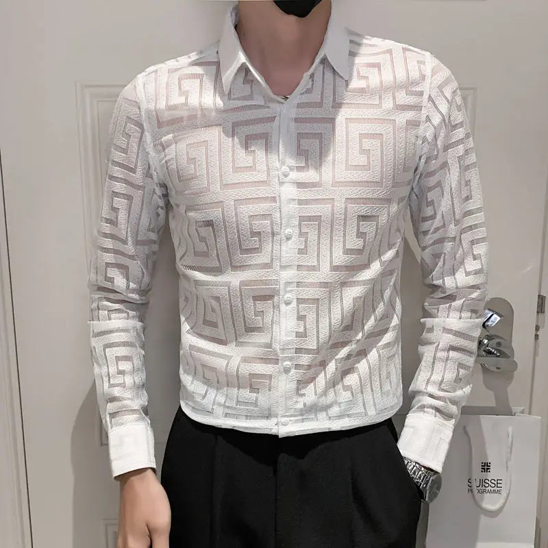 Sheer Hollow Geometric Shirt