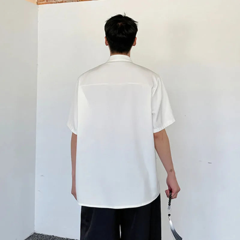 Chinese Style Embroidery Solid Color Shirt