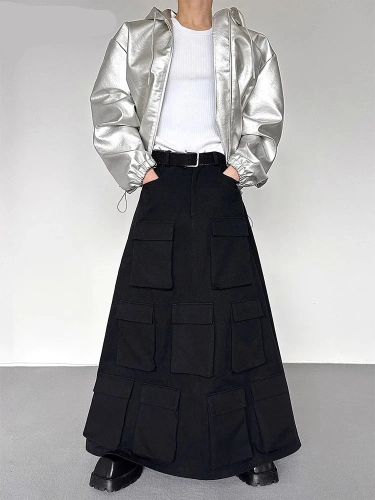 Y2k Silver Oversized PU Leather Jacket