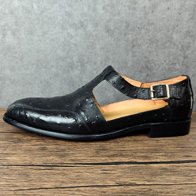 Black Genuine Leather Hollow Out Shoes