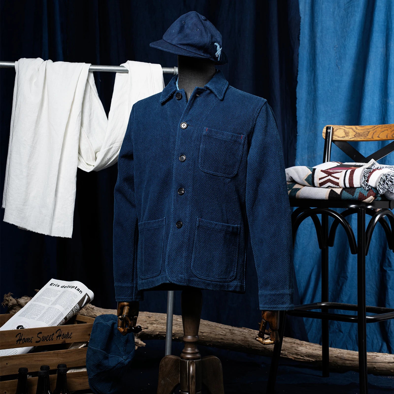 Vintage French Indigo Cargo Jacket