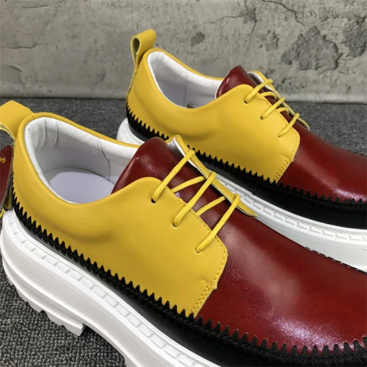 Mixed Colors Split Leather Men's Shoes